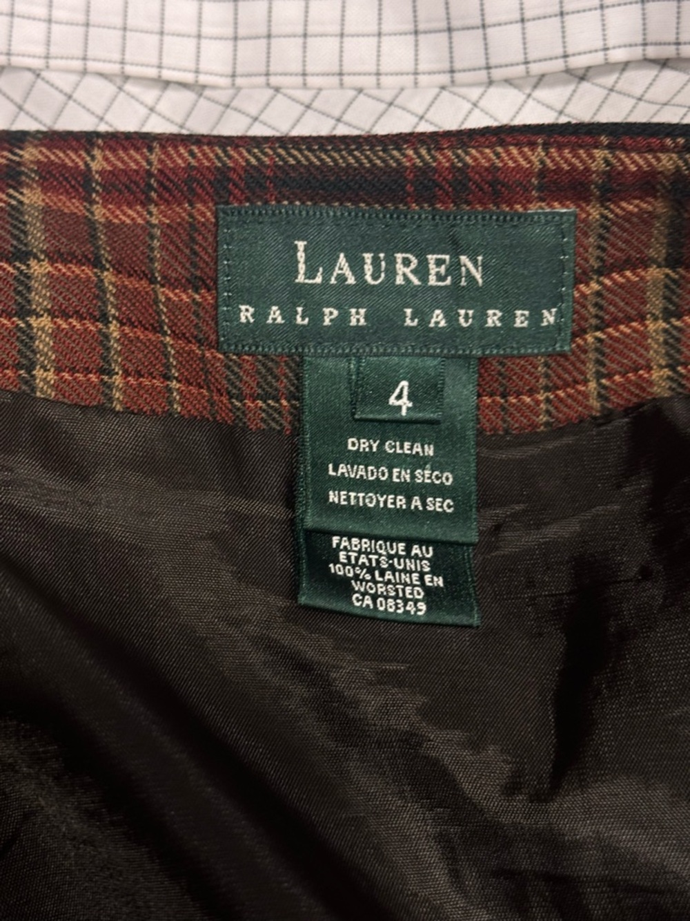 Lauren Ralph Lauren 100% wool plaid wrap skirt leather buckle detail - Picture 5 of 11